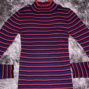 Arizona Red & Blue Striped Mock Neck Longsleeve